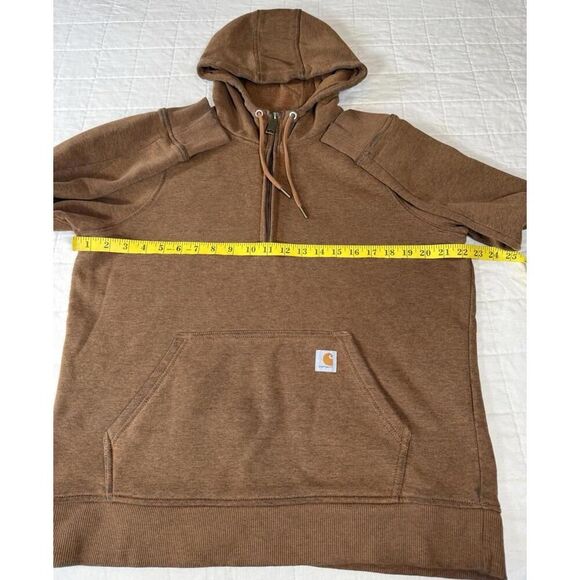 Carhartt Hoodie Youth L 12/14 Brown Half Zip Sweatshirt Kangaroo Pocket Logo - Picture 5 of 7